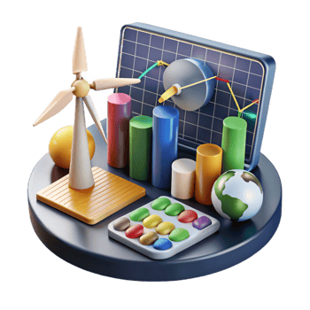 beautiful rustic Renewable Energy Diagram with Charts Transparent Background high quality png
