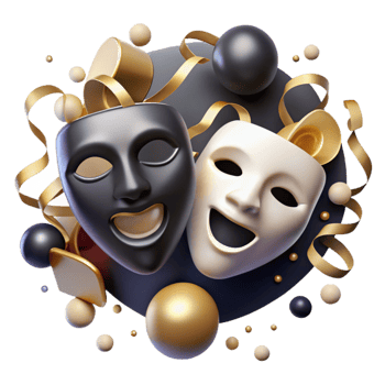 dramatic vintage Theater Masks Dramatic Lighting Transparent Background professional png
