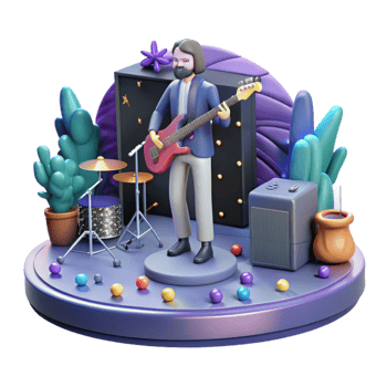 elegant contemporary Virtual Concert Performance Musician on Stage Isolated Element genuine png