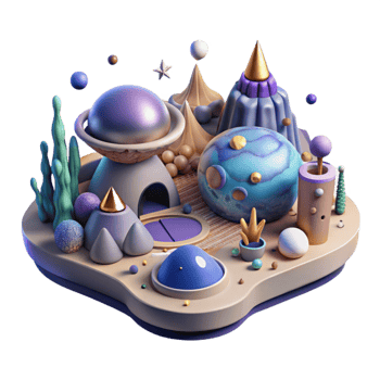 magnificent contemporary Microscopic World Fantasy Landscape Isolated high quality png