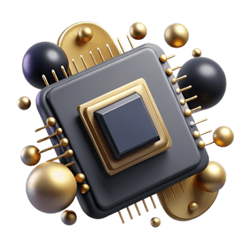 stunning minimalist Artificial Intelligence Chipset with Gold Contacts Cutout exclusive png
