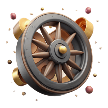 serene vintage Roman Chariot Wheel Cutout Isolated Side Angle original png