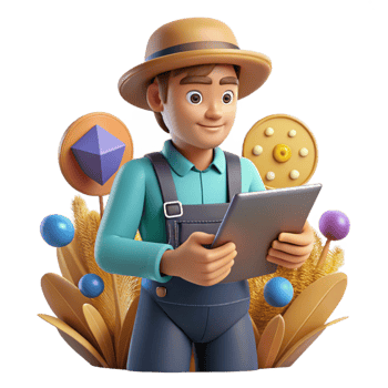 dramatic modern Farmer with Tablet in Field Side View Cutout authentic png