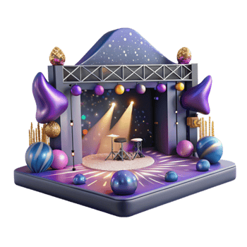 stunning modern Virtual Concert Stage with Crowd Transparent Background genuine png