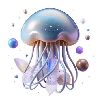 magnificent contemporary Jellyfish Transparent Body Illuminated Isolated exclusive png
