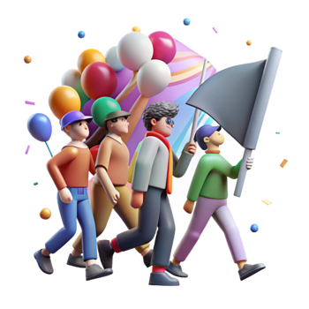 magnificent abstract Group of People Marching Forward Isolated Cutout detailed png