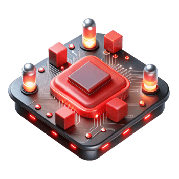 magnificent artistic Circuit Board with Red Leds Transparent Background authentic png