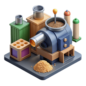 elegant vintage Biomass Power Plant Control Room Interior Transparent Background png