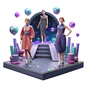 serene vintage Virtual Fashion Show Runway Models Isolated Element genuine png