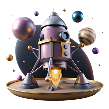 dramatic artistic Lunar Module Ascent Stage Lifting Off Isolated exclusive png