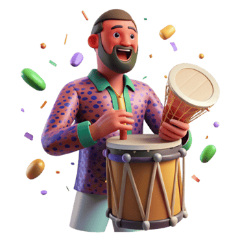 stunning vintage Man Playing Djembe Drum Transparent Background professional png