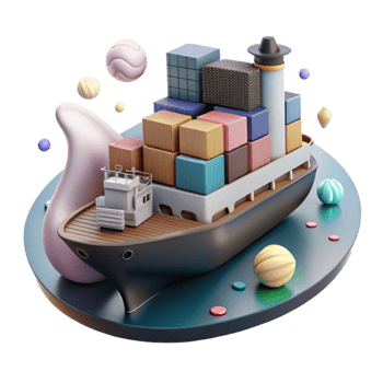 wonderful abstract Cargo Ship Docked at Port Transparent Background genuine png