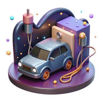beautiful artistic Electric Car Plugged Into Charging Station Isolated professional png