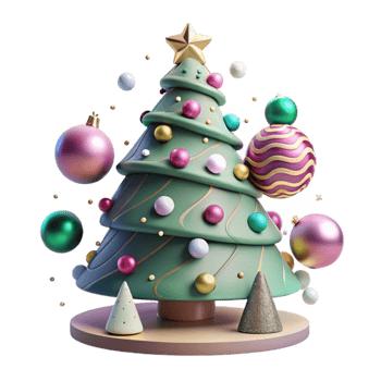 magnificent classic Decorated Christmas Tree with Sparkling Ornaments Isolated authentic png