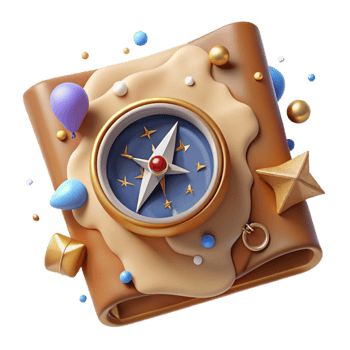 serene rustic Old World Map with Compass Cutout original png