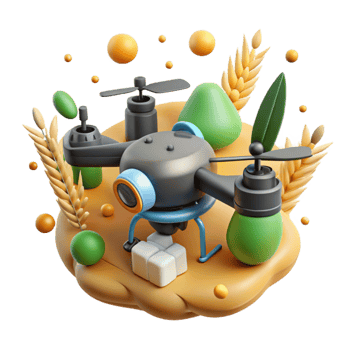 dramatic rustic Drone Spraying Crops Aerial View Cutout premium png