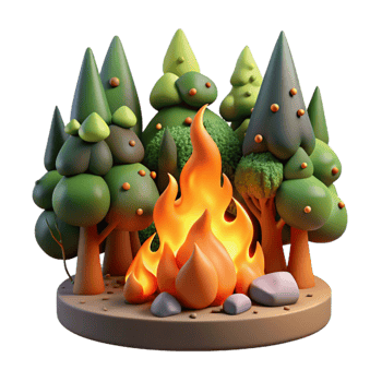 impressive minimalist Forest Fire Burning Trees Orange Flames Isolated high resolution png