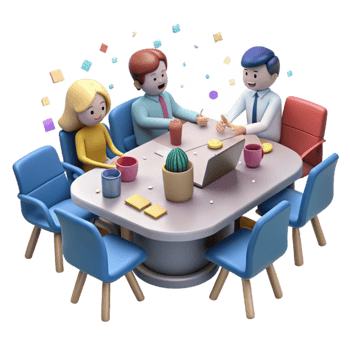 magnificent traditional Virtual Office Meeting Avatars at Table Cutout professional png