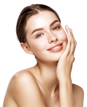 Beautiful woman with skin care products png