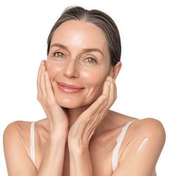 A woman with skin care products on her face png