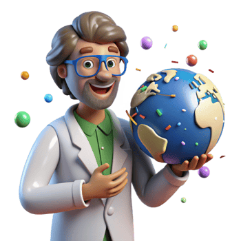 extraordinary minimalist Scientist Holding Earth Globe Transparent Background detailed png