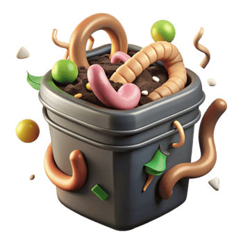 magnificent rustic Compost Bin with Worms Close Up Isolated detailed png