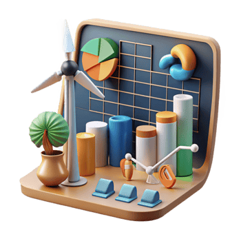 stunning vintage Renewable Energy Diagram with Charts Transparent Background professional png
