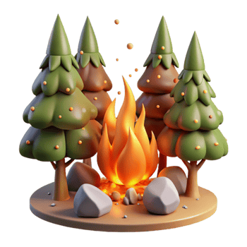 serene modern Forest Fire Burning Trees Orange Flames Isolated genuine png