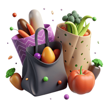 impressive traditional Reusable Produce Bags Filled with Vegetables Transparent Element authentic png