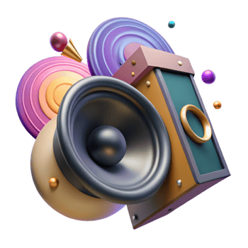 dramatic contemporary Speaker with Sound Waves Dynamic Angle Transparent Background professional png