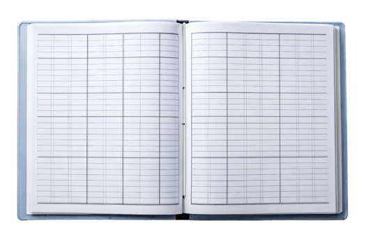 Open notebook with grid pages is perfect for planning isolated on a transparent background png