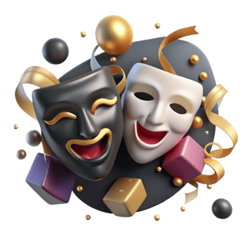serene abstract Theater Masks Dramatic Lighting Transparent Background detailed png
