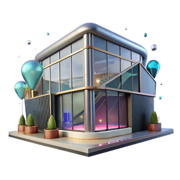 vibrant modern Futuristic Building with Glass Facade Isolated Element genuine png