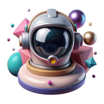 serene artistic Astronaut Helmet Front View Isolated on Transparent Background professional png