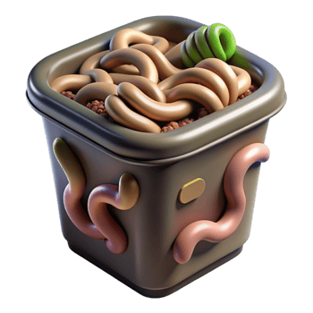 wonderful creative Compost Bin with Worms Close Up Isolated premium png