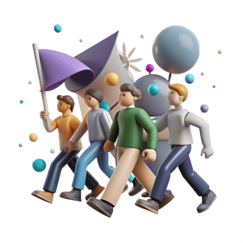 wonderful creative Group of People Marching Forward Isolated Cutout original png