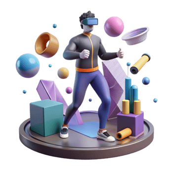 magnificent minimalist Man Training in Virtual Environment Transparent Background original png