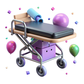 elegant modern Stretcher with Wheels Isolated Element authentic png