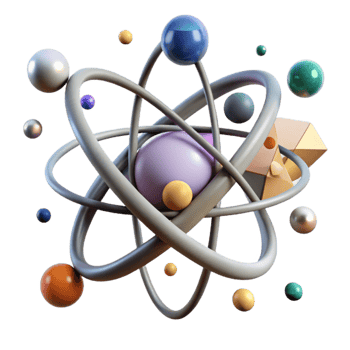 elegant creative Atomic Structure Model Simple Design Transparent detailed png