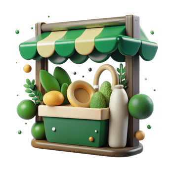 serene rustic Organic Produce Market Sign Green and White Cutout professional png