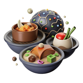 magnificent traditional World Cuisine Dishes Top View Cutout high resolution png