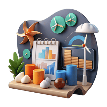 beautiful rustic Renewable Energy Infographic with Data Charts Cutout exclusive png