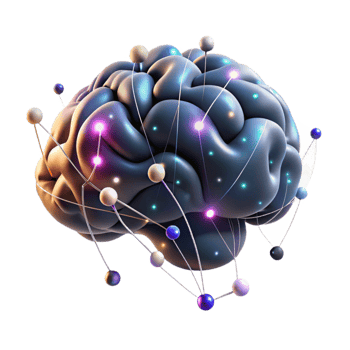 elegant rustic Brain with Glowing Connections Isolated Element genuine png