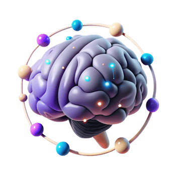 serene vintage Brain with Glowing Connections Isolated Element detailed png