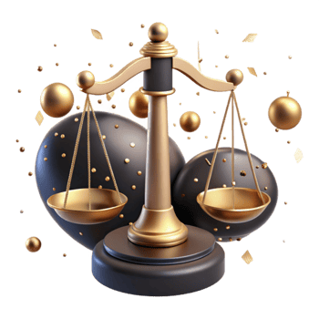 vibrant creative Scales of Justice Tipped One Way Gold Transparent Background exclusive png
