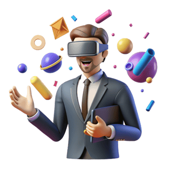 wonderful minimalist Businessman Using Vr Headset Presentation Mode Cutout professional png