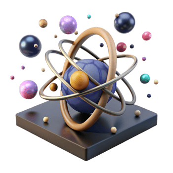 dramatic classic Atomic Nucleus Structure 3d Model Transparent Background high quality png