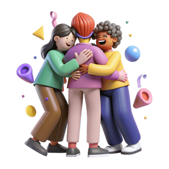 extraordinary minimalist Group of People Hugging Isolated Cutout professional png