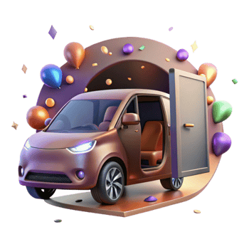 vibrant contemporary Electric Car with Open Door Transparent Background png