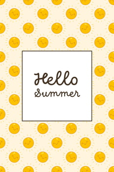 Hello Summer greeting with cute sun pattern background vector